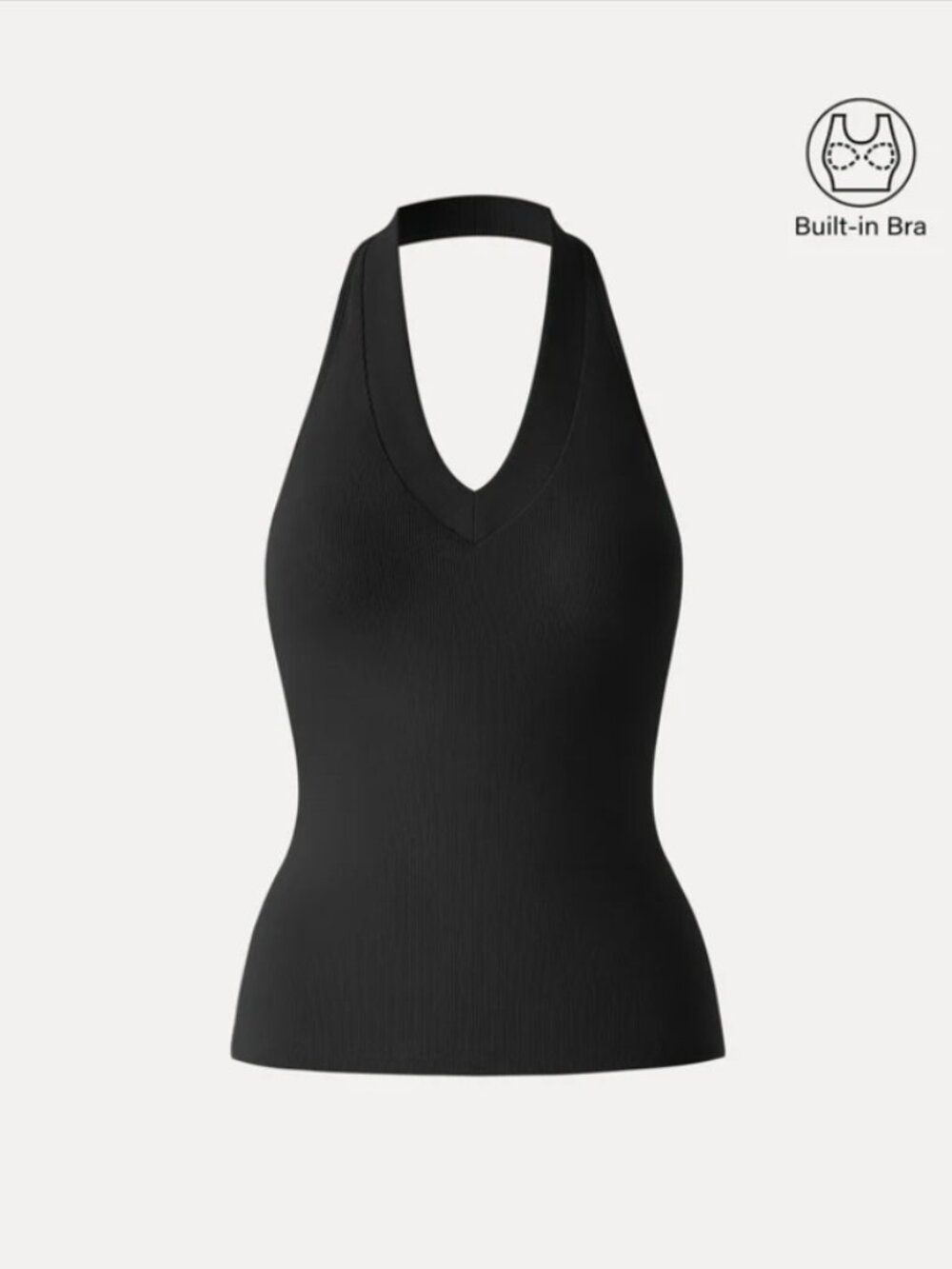 Plantive Halter Neck Open Back Bra Tank - Black